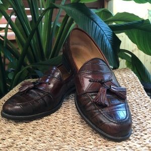 Johnson & Murphy Tassel Croc Style Brown Shoe Size 8